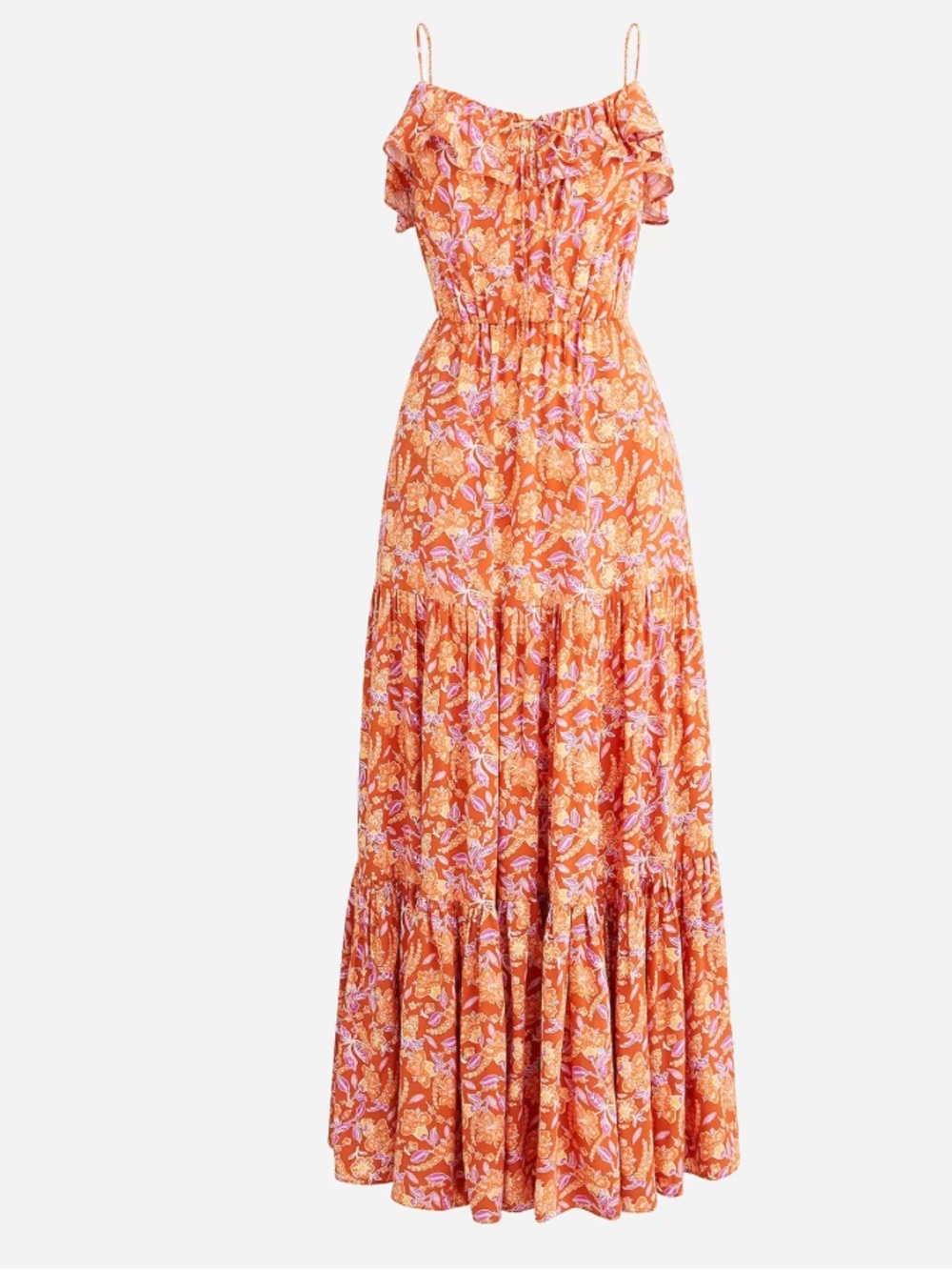J.Crew Tiered maxi dress in painted block print Large milkmaid Resort Vacation